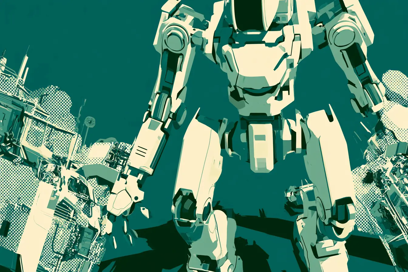 Mecha GD01 creme recadre sur fond sombre