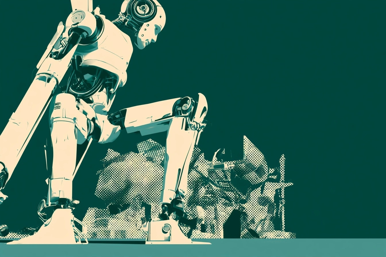 Robot humanoide creme en gros plan