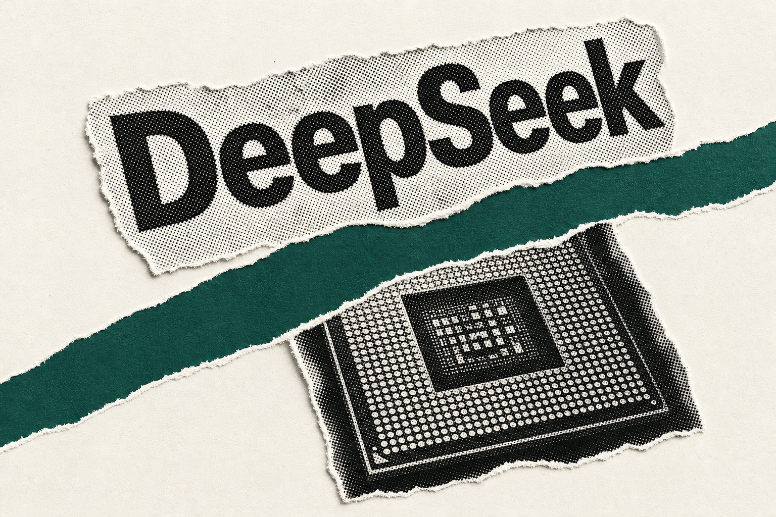 Mot-symbole DeepSeek basculant dans une puce